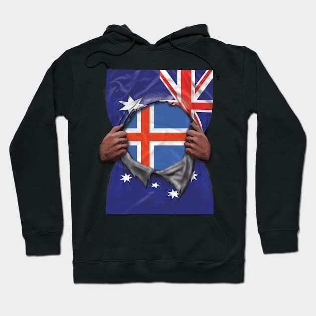 Iceland Flag Australian Flag Ripped Open - Gift for Icelandic From Iceland Hoodie by Country Flags